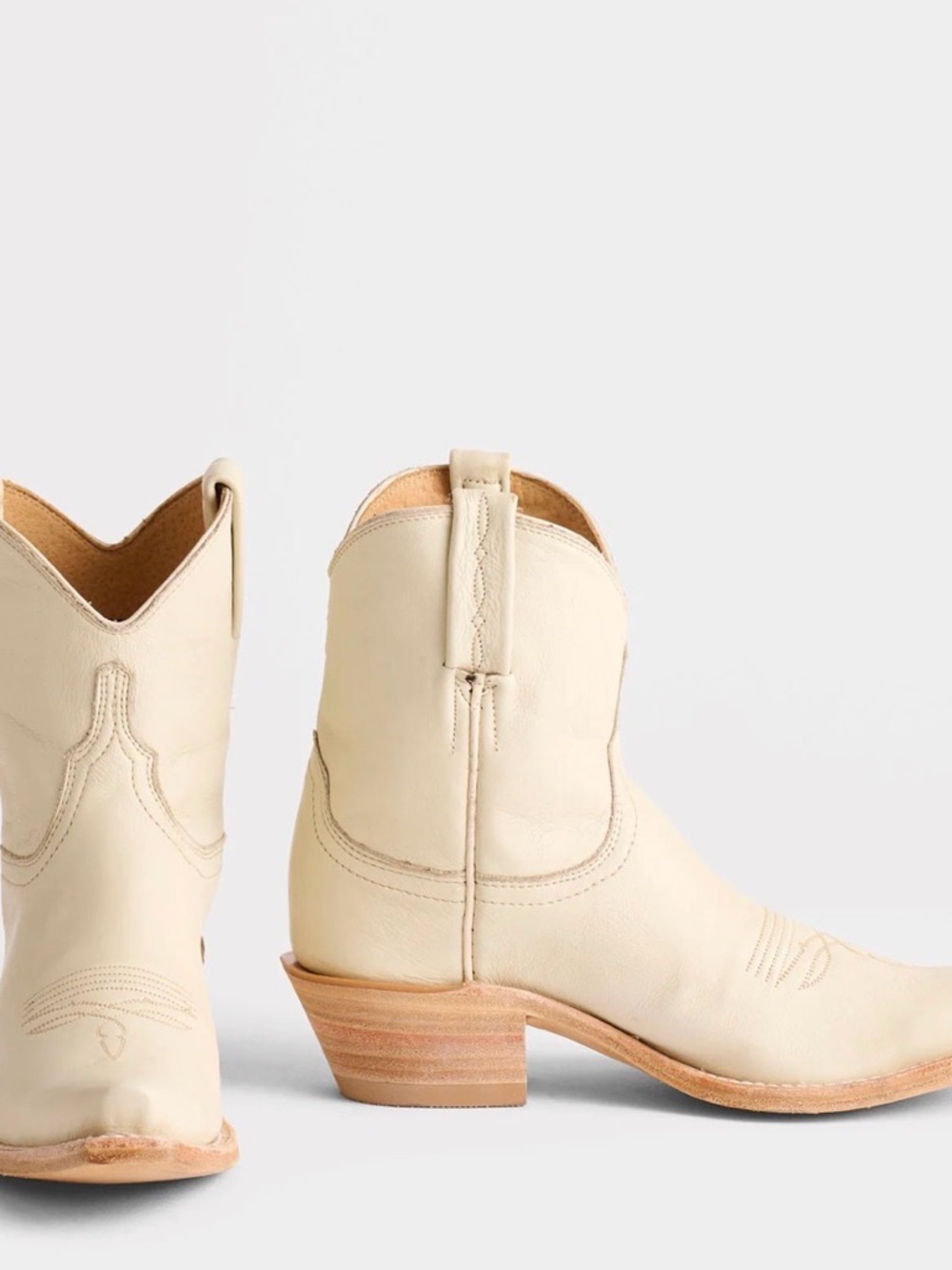 Lucchese Ivory Leather Western Ankle Boots- GABY